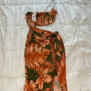 Floral Maxi Dress with slit and cutout - NWT, medium